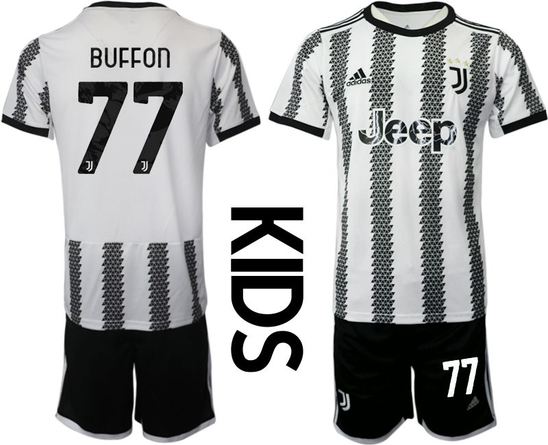 Youth 2022-2023 Club Juventus FC home white #77 Soccer Jersey->real madrid jersey->Soccer Club Jersey